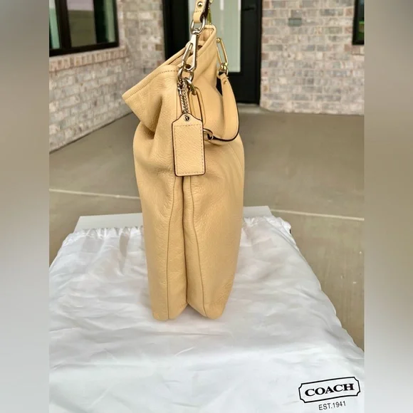 Coach Madison Tan Pebbled Leather Slouch Hobo with Crossbody Strap Style - Picture 8 of 15